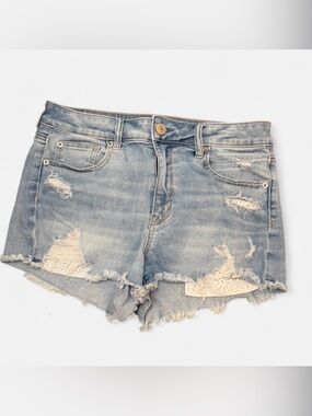 American Eagle Outfitters Light Wash Distressed Denim Shorts